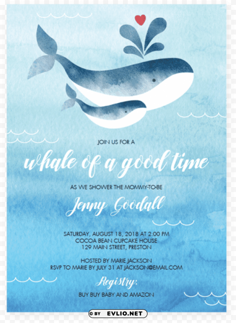 gender neutral whale baby shower invites PNG transparent designs for projects PNG transparent with Clear Background ID fb70a63c