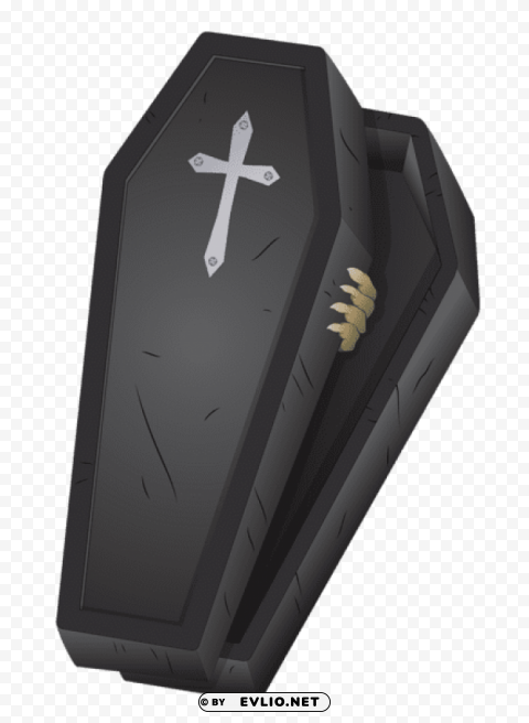 halloween black coffin Isolated Item in HighQuality Transparent PNG