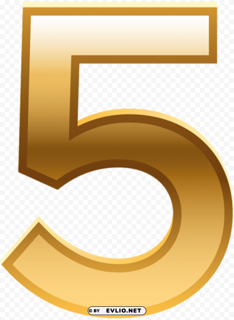 number five golden PNG Graphic Isolated on Transparent Background