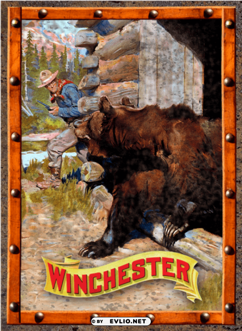 rockin w cowboy and bear tin sign PNG with transparent background free