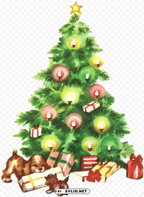 28 collection of vintage christmas tree clipart - vintage christmas tree clip art HighQuality PNG with Transparent Isolation