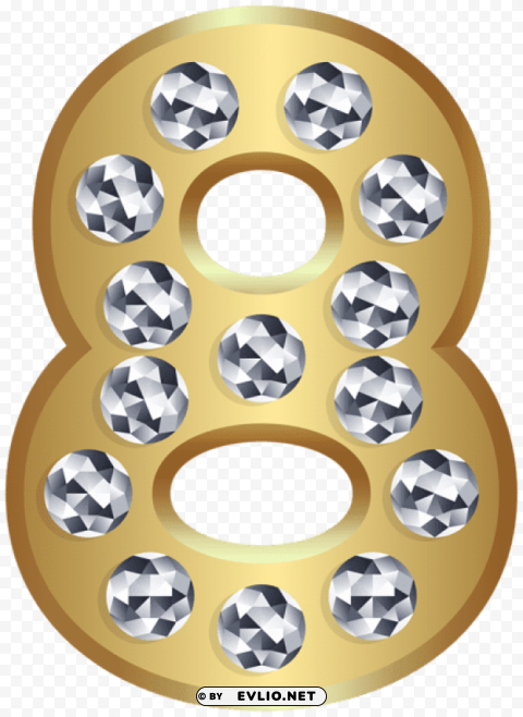 eight gold number PNG for online use