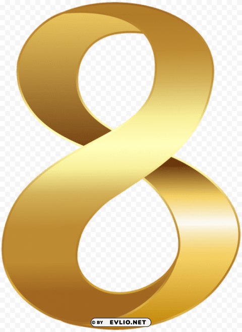 golden number eight Isolated Illustration in HighQuality Transparent PNG