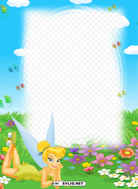 tinkerbell kids frame Isolated Design on Clear Transparent PNG