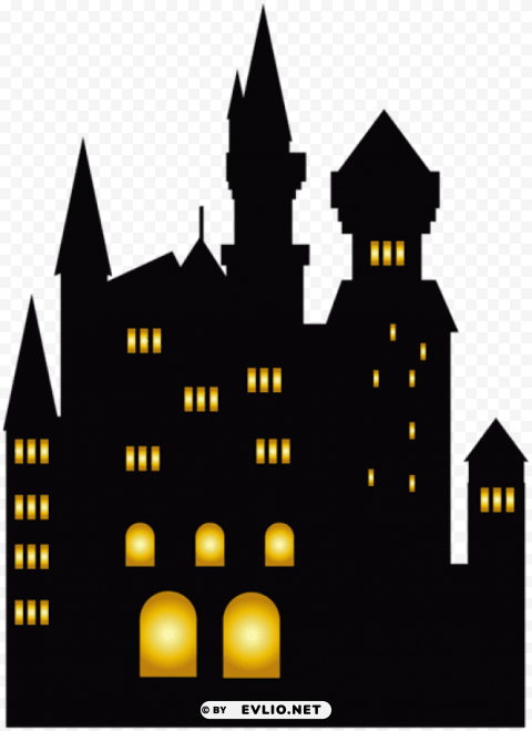 halloween black castle PNG Isolated Object with Clarity png images background -  image ID is 1a030190