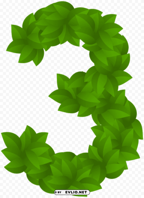 leaf number three green Isolated Item in Transparent PNG Format