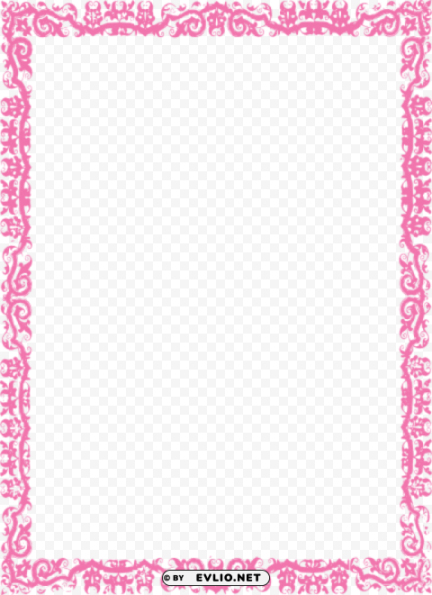 Pink Border Frame Transparent Background Isolated PNG Design