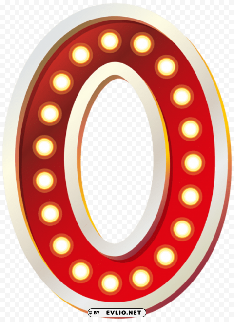 red number zero with lights ClearCut Background PNG Isolated Element