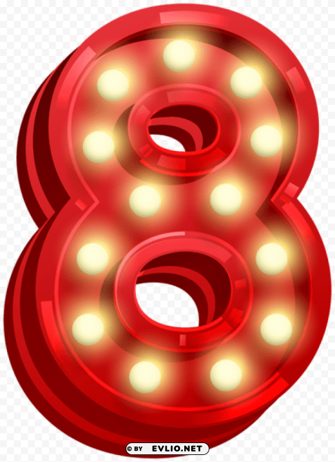 number eight glowing Isolated Graphic on Clear PNG