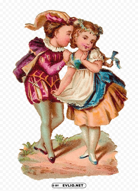 victorian kids couple PNG with alpha channel