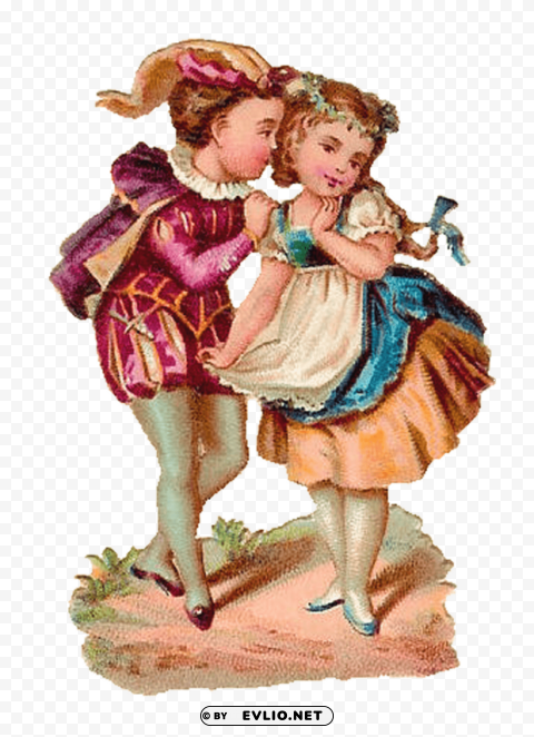 Victorian Kids Couple PNG With Alpha Channel