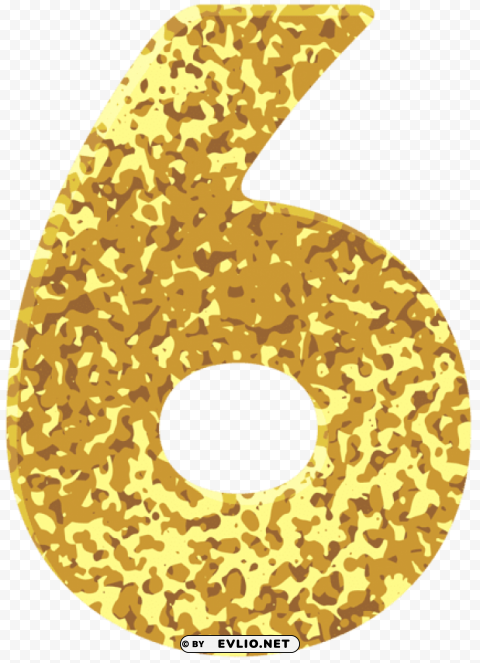 gold style number six PNG files with no backdrop required