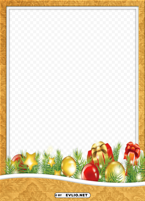 yellow christmasphoto frame with s and chrismas balls PNG images with no fees background best stock photos - Image ID b4a38948