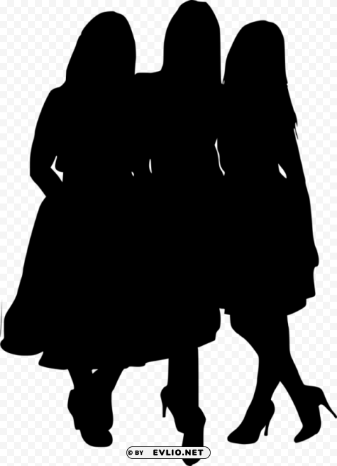 girl group hoto posing silhouette PNG Isolated Object with Clear Transparency