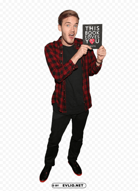 pewdiepie holding book Transparent Background Isolated PNG Design