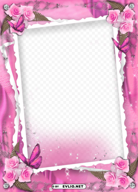 beautiful pink frame with roses Transparent PNG Isolated Graphic Design