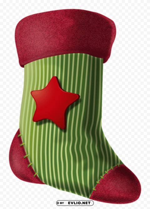 christmas stocking with star Isolated Graphic in Transparent PNG Format