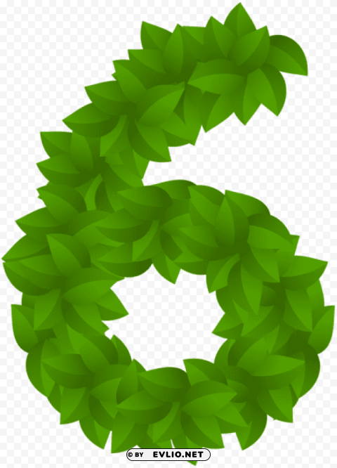 leaf number six green Isolated PNG Graphic with Transparency