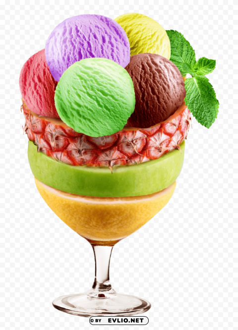mixed ice cream in sundae cup PNG images with clear background