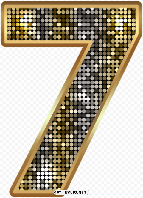 number seven deco gold PNG with transparent backdrop
