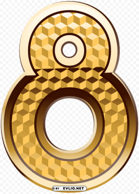 gold number eight Isolated Design Element on Transparent PNG