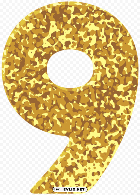 gold style number nine PNG files with no background bundle