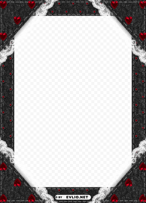 black transparent frame with red hearts High-resolution PNG images with transparency wide set