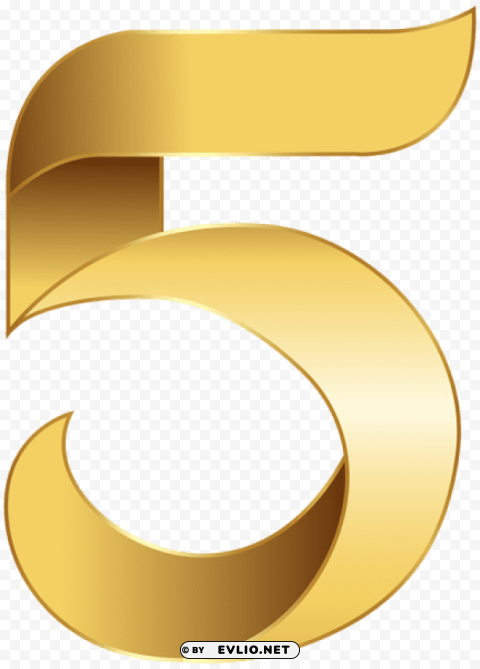 golden number five Isolated Icon on Transparent Background PNG