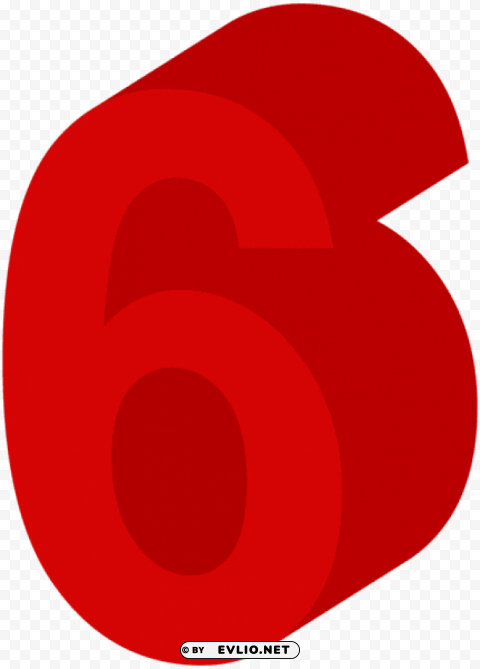 number six red PNG files with no background bundle