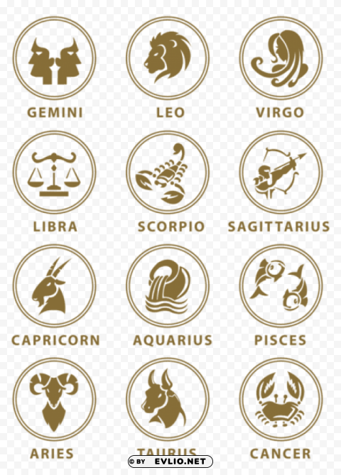  zodiac signs set Transparent background PNG stock