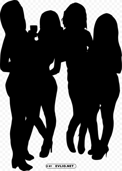 girl group hoto posing silhouette PNG Isolated Subject on Transparent Background