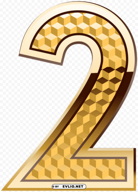 gold number two Isolated Artwork on Clear Transparent PNG