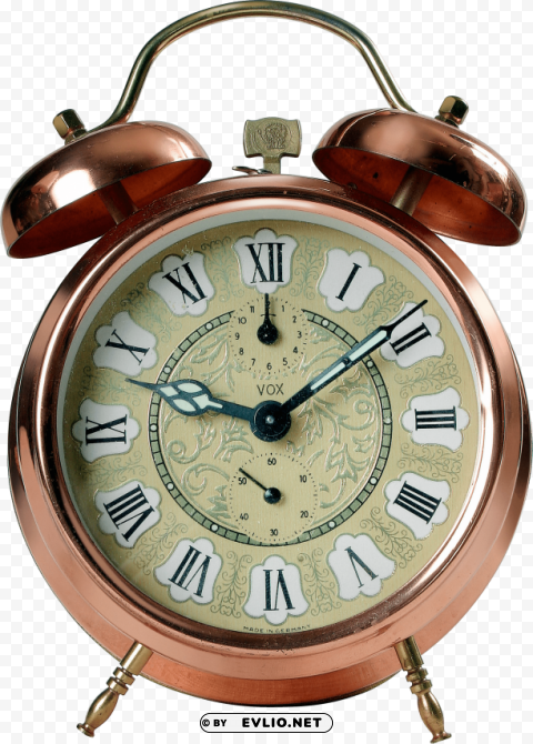 golden alarm clock PNG Illustration Isolated on Transparent Backdrop