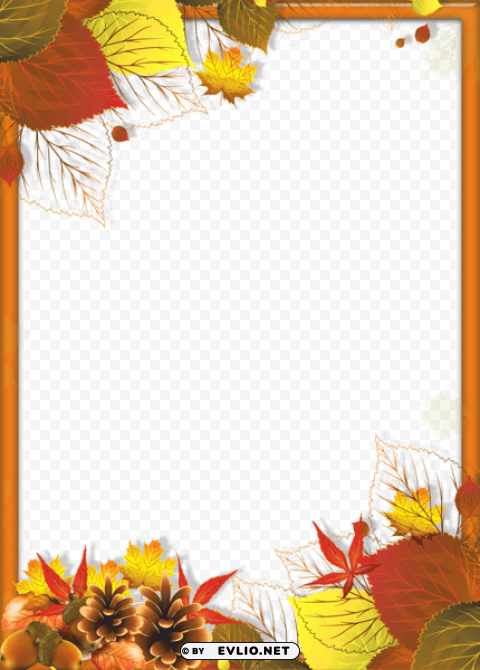 transparent fall frame with leaves Isolated Design Element in PNG Format
