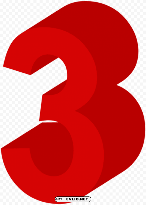 number three red PNG files with clear background collection
