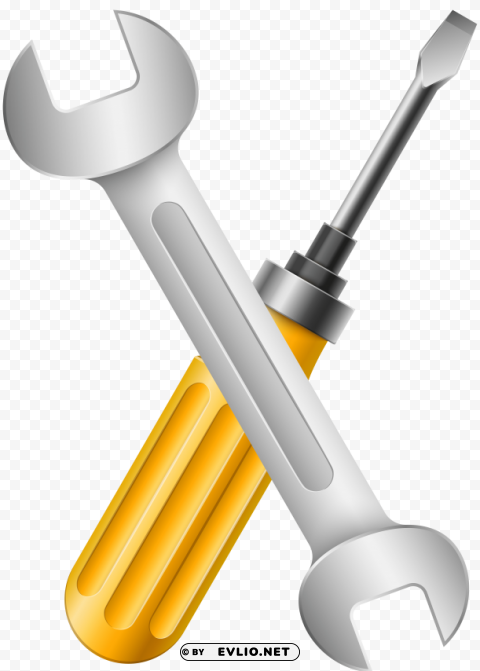 wrench and screwdriver Clean Background Isolated PNG Image