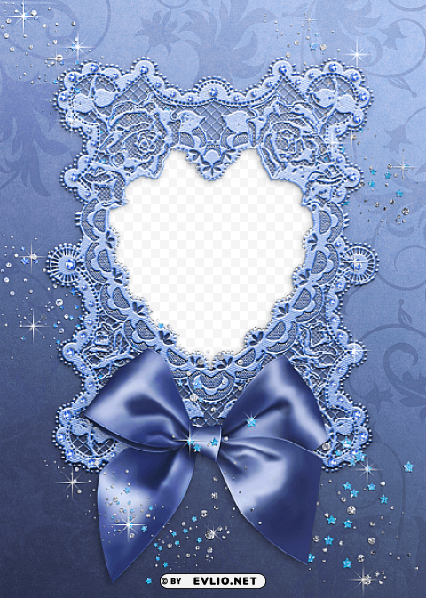 blue bow and heart frame Transparent picture PNG