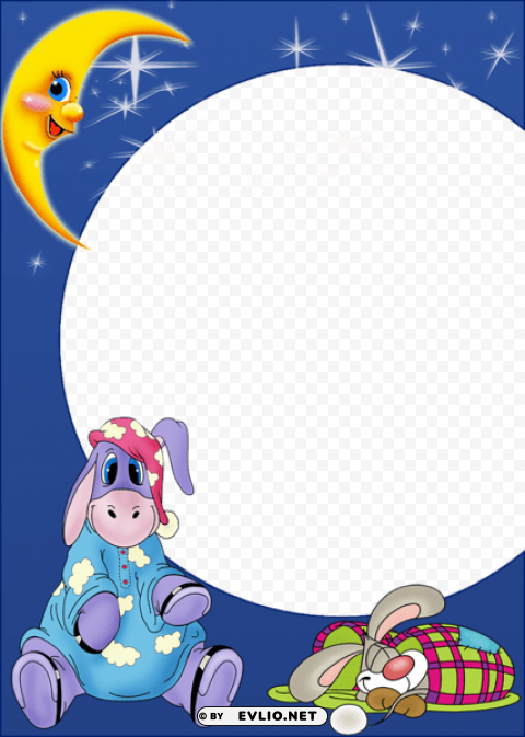 cute night kidsframe Isolated Character in Clear Transparent PNG