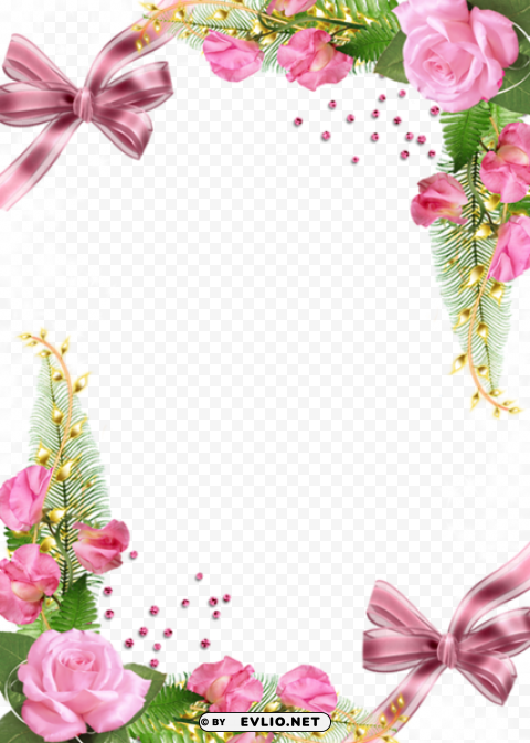 Cuteframe With Pink Roses PNG For Blog Use