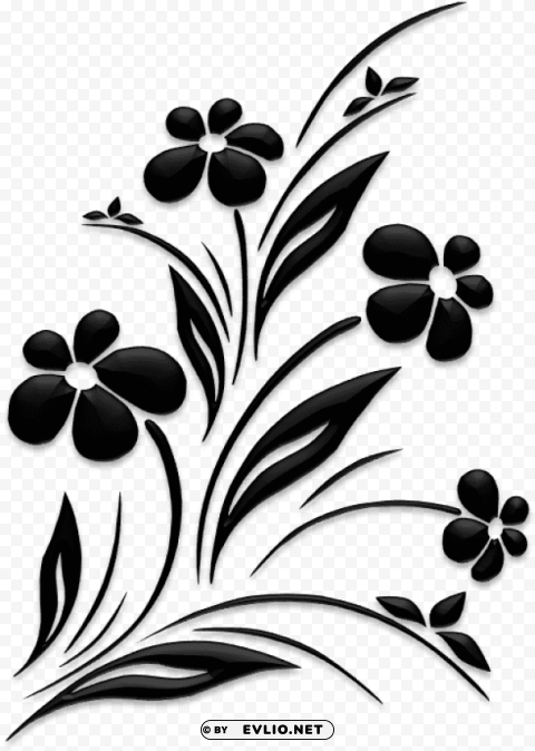 Flower Design Black And White PNG Free Download Transparent Background