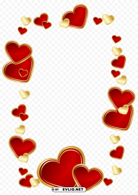 gold and red hearts decorationpicture Isolated Illustration in Transparent PNG