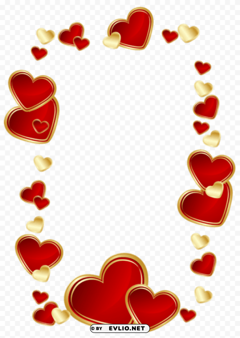 Gold And Red Hearts Decorationpicture Isolated Illustration In Transparent PNG