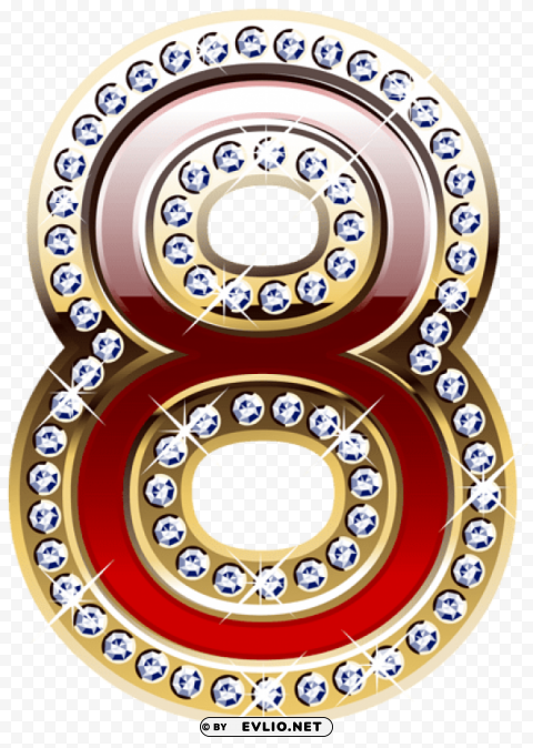 gold and red number eight PNG pics with alpha channel