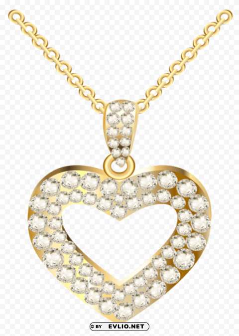 golden heart necklace with diamonds Transparent PNG images extensive variety