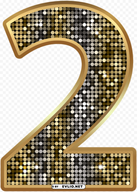 number two deco gold PNG transparent images for printing