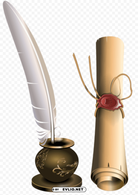 scroll and inkwell clip-art PNG cutout clipart png photo - 083e4462