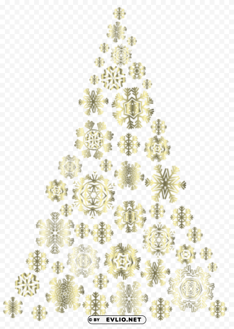 golden snowflakes christmas tree PNG transparent design diverse assortment