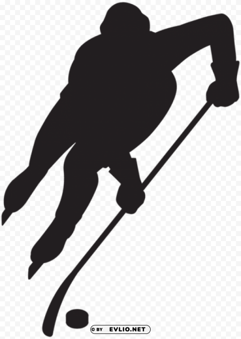 hockey player silhouette PNG Image Isolated on Transparent Backdrop
