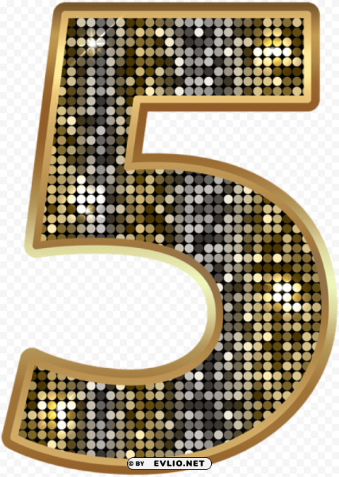 number five deco gold PNG with Isolated Object and Transparency