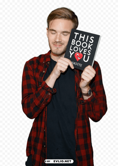 pewdiepie holding book PNG with transparent bg